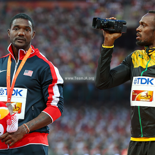 Justin Gatlin and Usain Bolt IAAF World Championships